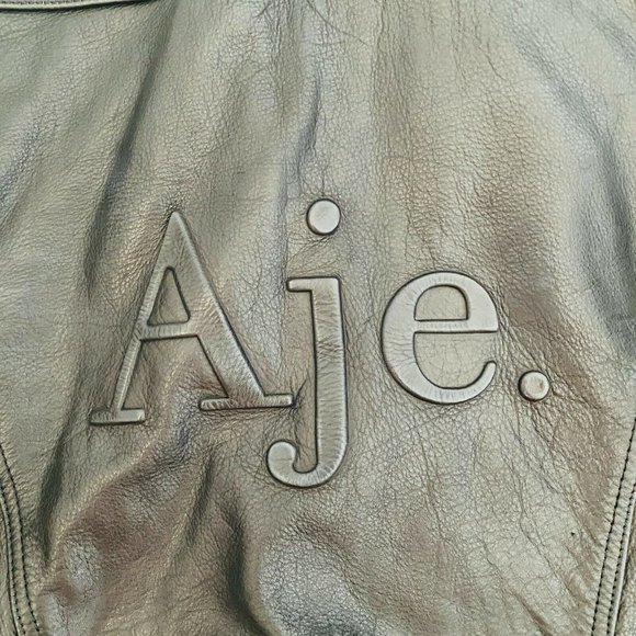 Aje 'Bowie' Black Leather Women's Jacket Black Size 8 Fully Lined Excl Condition - Picture 10 of 12